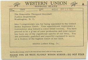 Telegram from Martin Luther King, Jr. to Thurgood Marshall, June 13 ...