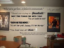 Movie Quotes wall lettering decals for theater room art decor murals ...
