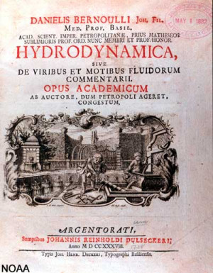 Title page to: ... Hydrodynamica ..., by Daniel Bernoulli, 1700-1782.