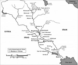 map of Mesopotamia, including the major city-states, as well as ...