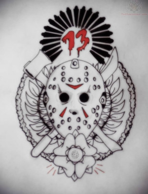 Jason Voorhees Outline Tattoo Design