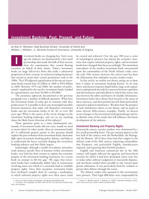 Investment Banking: Past, Present, and Future