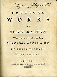 ... of John Milton, particularly Paradise Lost and Paradise Regained