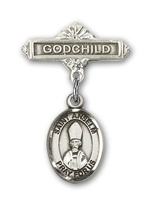 Pin Badge with St. Anselm of Canterbury Charm and Godchild Badge Pin ...