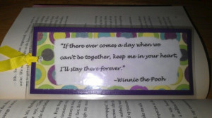 Winnie the Pooh quote bookmark, handmade by me =)