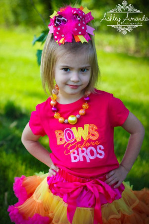 Cute saying Bows Before Bros Embroidered tee by AllTiedUpBowtique