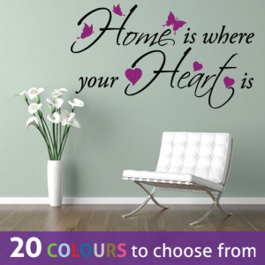 HOME IS WHERE YOUR HEART IS quote vinyl wall art sticker decal