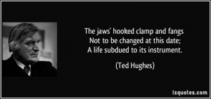... changed at this date; A life subdued to its instrument. - Ted Hughes