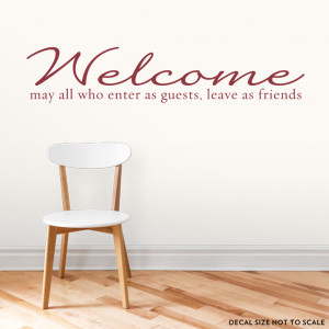 dark red 24 welcome guests and friends wall quote decal