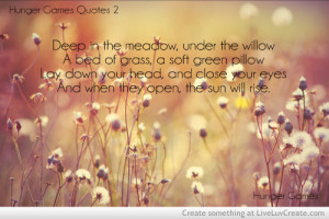 ... katniss, loss, love, lullaby, meadow, pretty, quote, quotes, rue, song