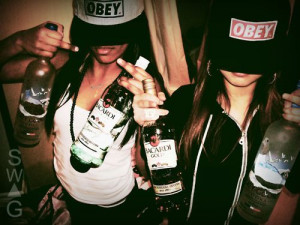 alcohol, barcadi, drink, girls, grey goose, hat, obey, swag, vodka