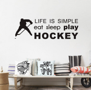 Eat sleep play hockey - wall hockey quote vinyl home wall decor art ...