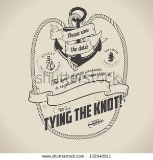Vintage nautical themed wedding invitation with place for text - stock ...