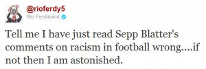 Another Outrageous Sepp Blatter Quote – This Time Racism