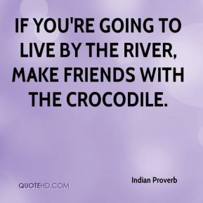 Indian Proverb - If you're going to live by the river, make friends ...