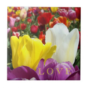 LOVE Floral Tulip Flowers art Tile Valentine's Day