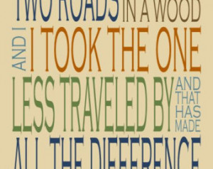 Robert Frost Quote, Inspirational W all Art, Road Not Taken Poem Art ...