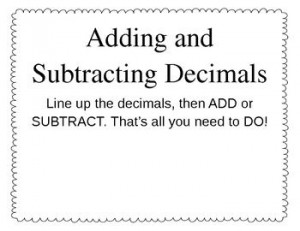 FREE - Adding and Subtracting Decimal Poster