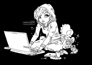 Cute Geek - Lineart by JadeDragonne