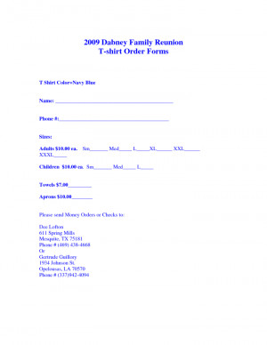TShirt Order Form Template. Family Reunion T Shirts Sayings. View ...