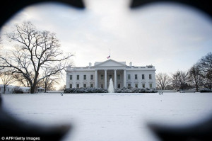 Widespread: A blanket of snow covers the North Lawn of the White House ...