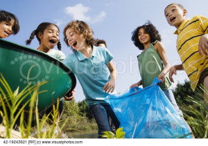 Little Kids Picking Trash