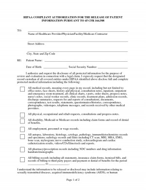 Hipaa Compliant Medical Records Authorization Form