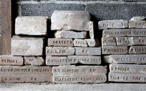 Detail view of the bricks that made up the war memorial. Photo: CLARA ...