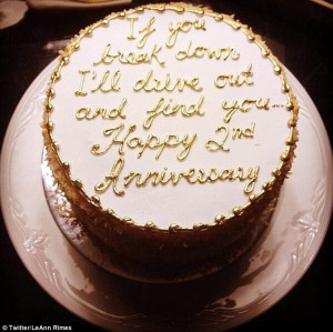 ll find you': LeAnn Rimes shares snap of anniversary cake with ...