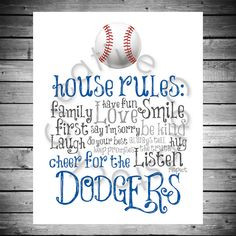 Los Angeles Dodgers House Rules - 8x10 INSTANT Digital Copy on Etsy, $ ...