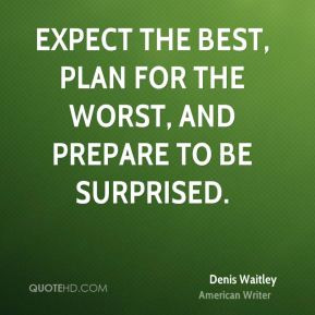 Expect the best, plan for the worst, and prepare to be surprised.