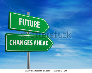 Future Ahead Sign Two way green road sign future