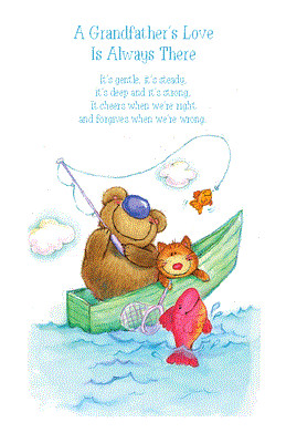 Grandfather and Grandson fishing: creative card on father's day