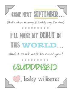 Pregnancy Announcement print - Pregnancy Surprise - new baby gift on ...