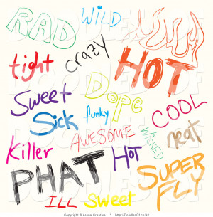 vector-clipart-of-a-digital-collage-of-colorful-sketched-slang-words ...
