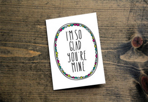 so glad you're mine romantic card anniversary card hot pink lime ...