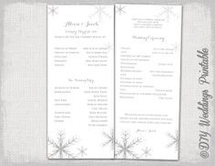 Winter Wonderland Wedding Program Flyers Winter wedding program ...