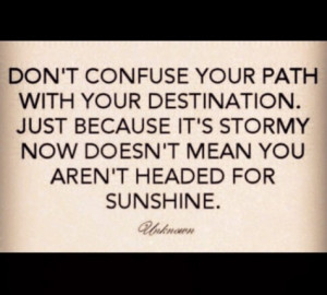 Dont confuse your path with your destination. just because its stormy ...