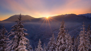 Snowy Mountains Sunset
