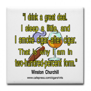 ... Kitchen & Entertaining > Winston Churchill Cigar Quote Tile Coaster