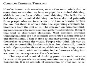 Criminal Thinking