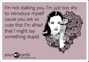 Funny Confession Ecard: I'm not stalking you, I'm just too shy to ...
