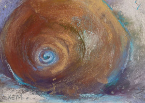 Magical Moon Snail' 3.5 x 2.5 pastel ©Karen Margulis $20