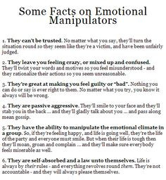 Facts on Emotional Manipulators | Dead-f#cking-on. Glad I caught on to ...