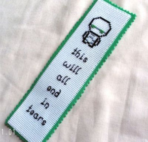 Hitchhiker's Guide Marvin Quote Cross Stitch Book Mark