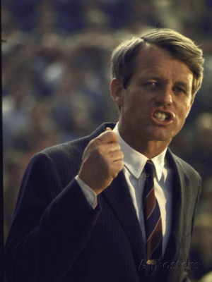 Sen. Robert Kennedy Giving Speech During Campaign Stop Premium ...