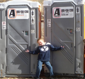 Buzz was fascinated with porta-potties.
