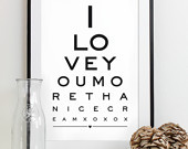Wall Art Print Eye Chart - love quote art typography poster anniversar ...