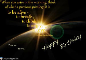 The sun rising over the earth with inspirational birthday quote.