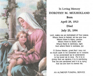 Catholic Funeral Prayer Cards